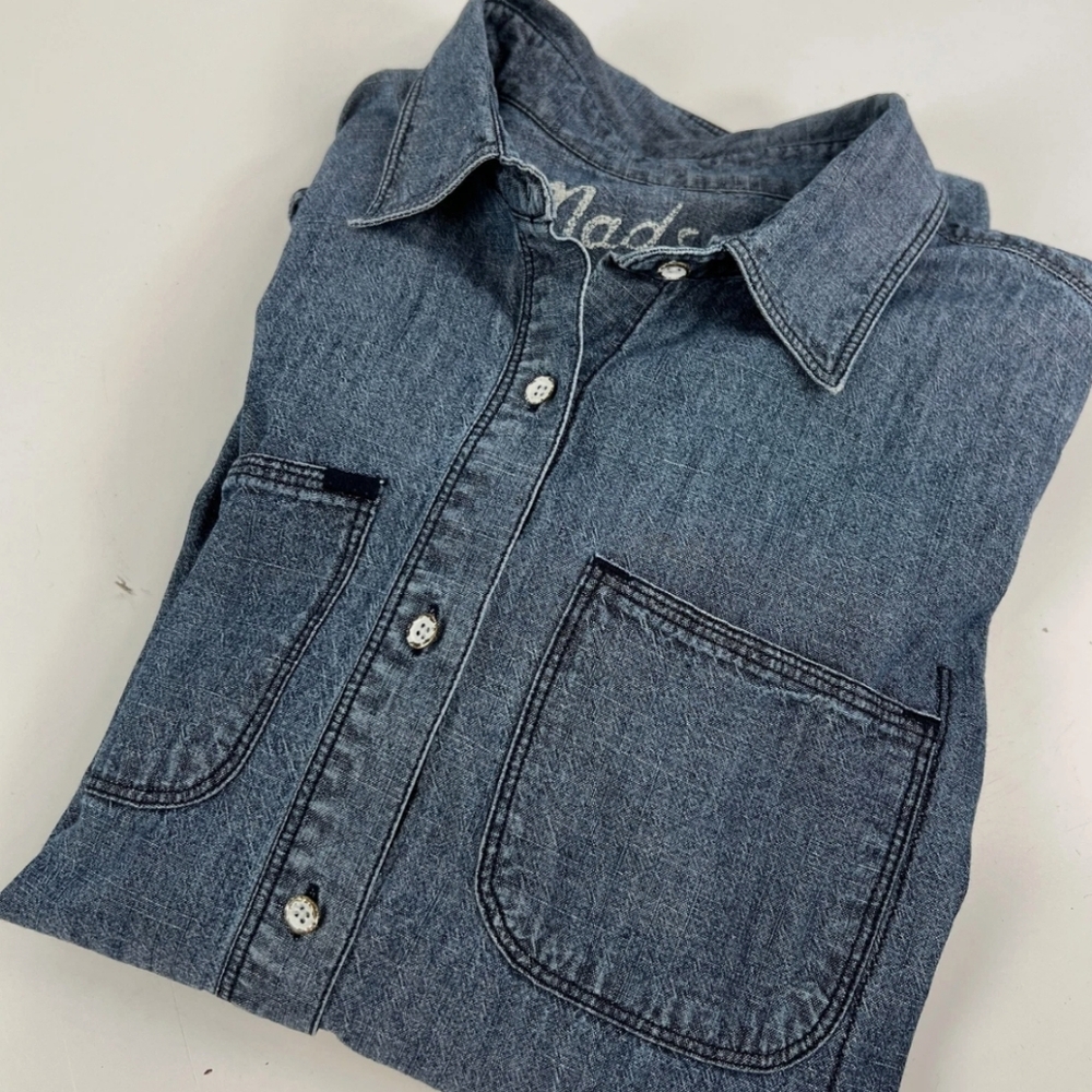 MADEWELL Blue Chambray Button-Up Shirt